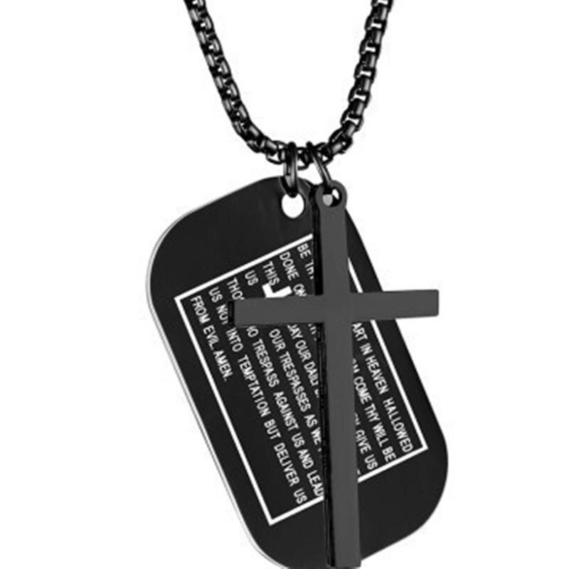 Klasyczny prosty odwrócony krzyż świętego piotra wisiorek moda męska Trend T-Shirt naszyjnik biżuteria prezent: A14792-black