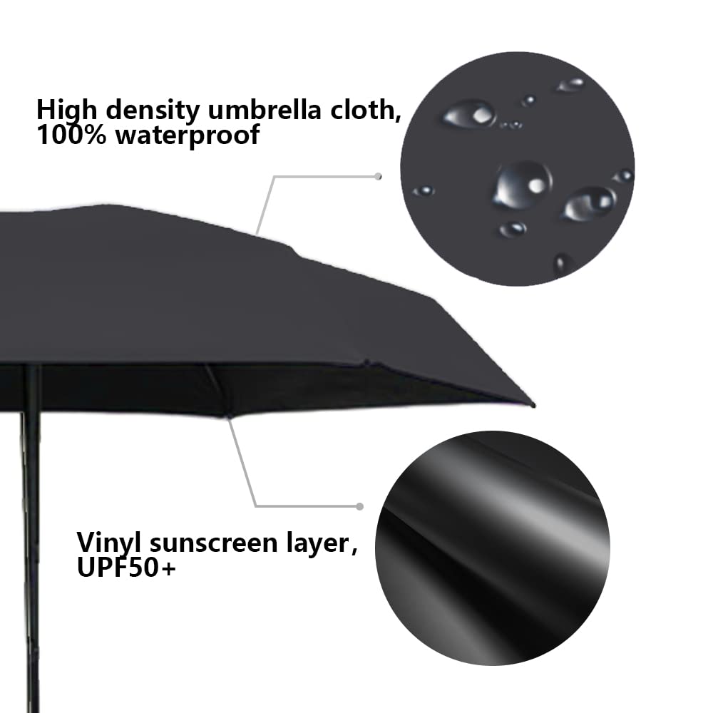 Mini-Reise-Sonnenschirm für Geldbörse mit Etui, kleiner kompakter UV-Regenschirm für Sonne und Regen, leicht und tragbar, winddichter Sonnenschirm
