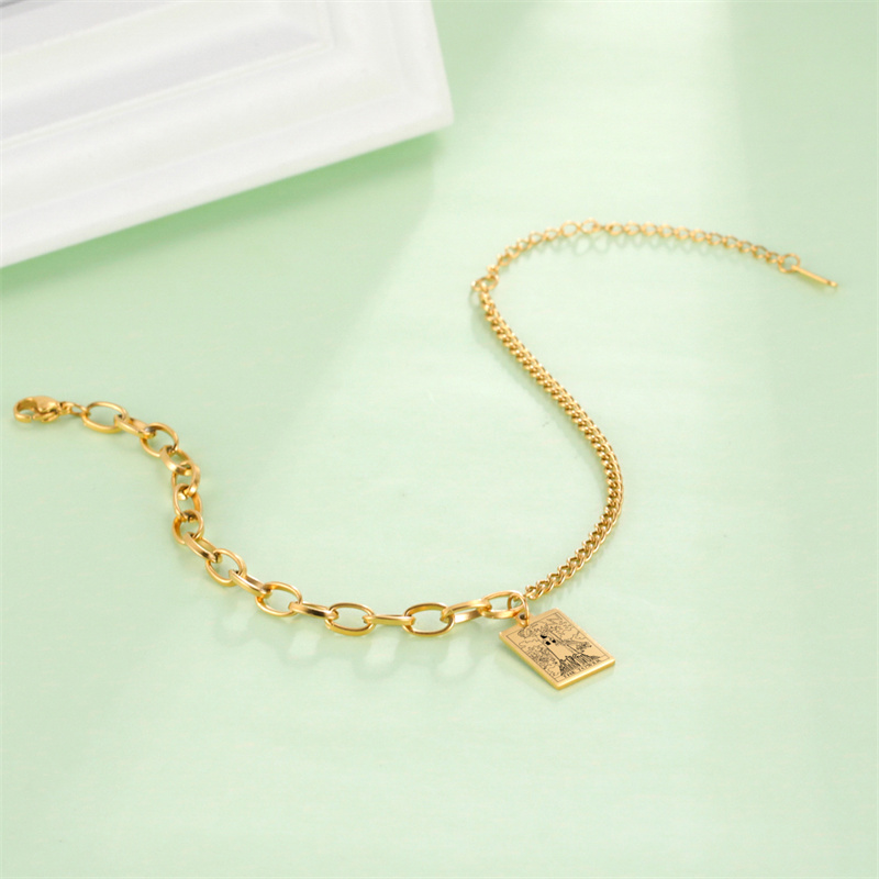 RVS Enkelbandje Voet Armband Tarot Kaarten Voet Ketting Van Vrouwen Meisjes Duivel Keizer Armband Blootsvoets Vrouwelijke Sieraden