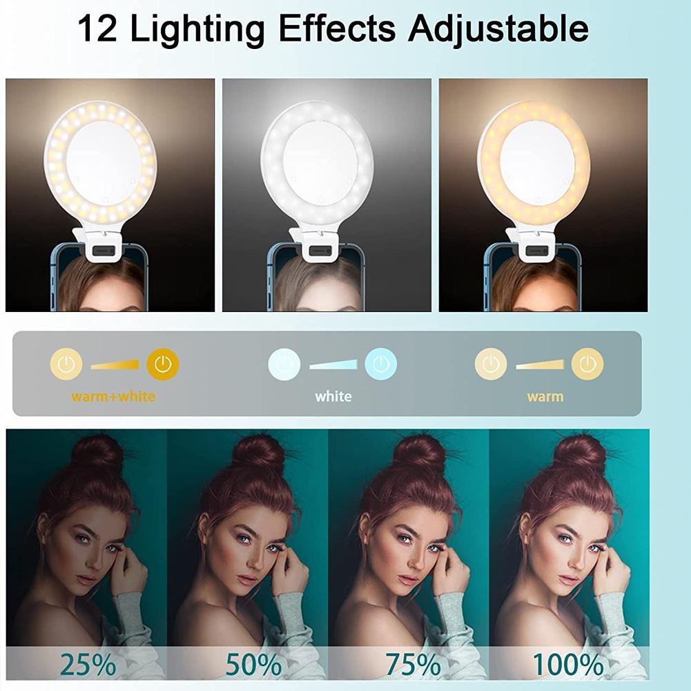 Selfie Ring Light Control Light trucco ricaricabile luce a LED con 3 modalità di illuminazione per la registrazione Video Smartphone