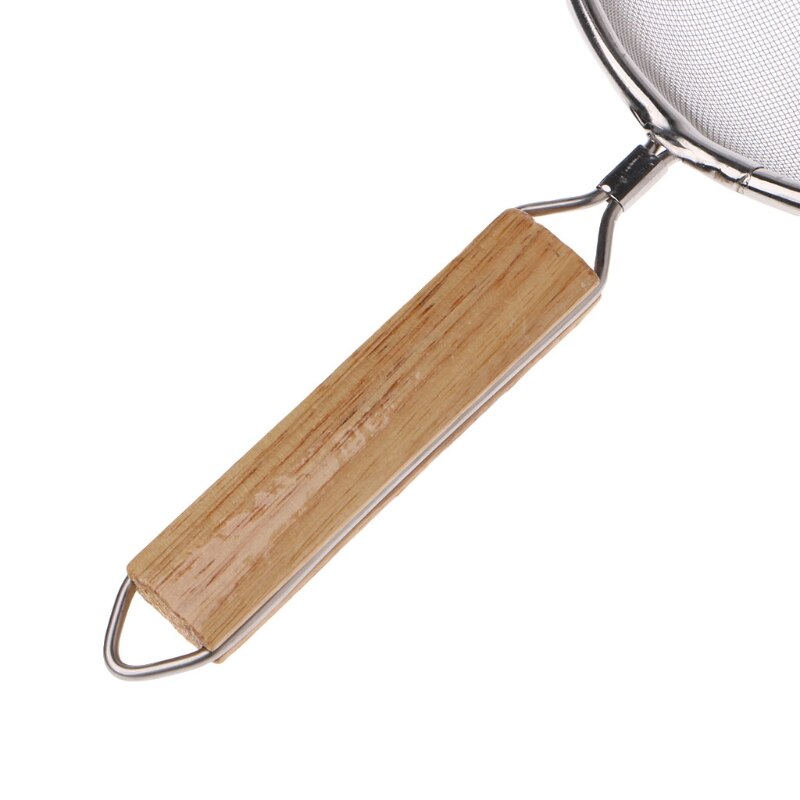 Stainless Steel Double Mesh Strainer Colander Sieve Sifter Wooden Handle 5 Siz For kitchen