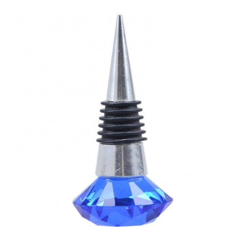 80%HOTCrystal Metal Silicone Leakproof Reusable Wine Stopper Bottle Sealer Cork Plug: Blue