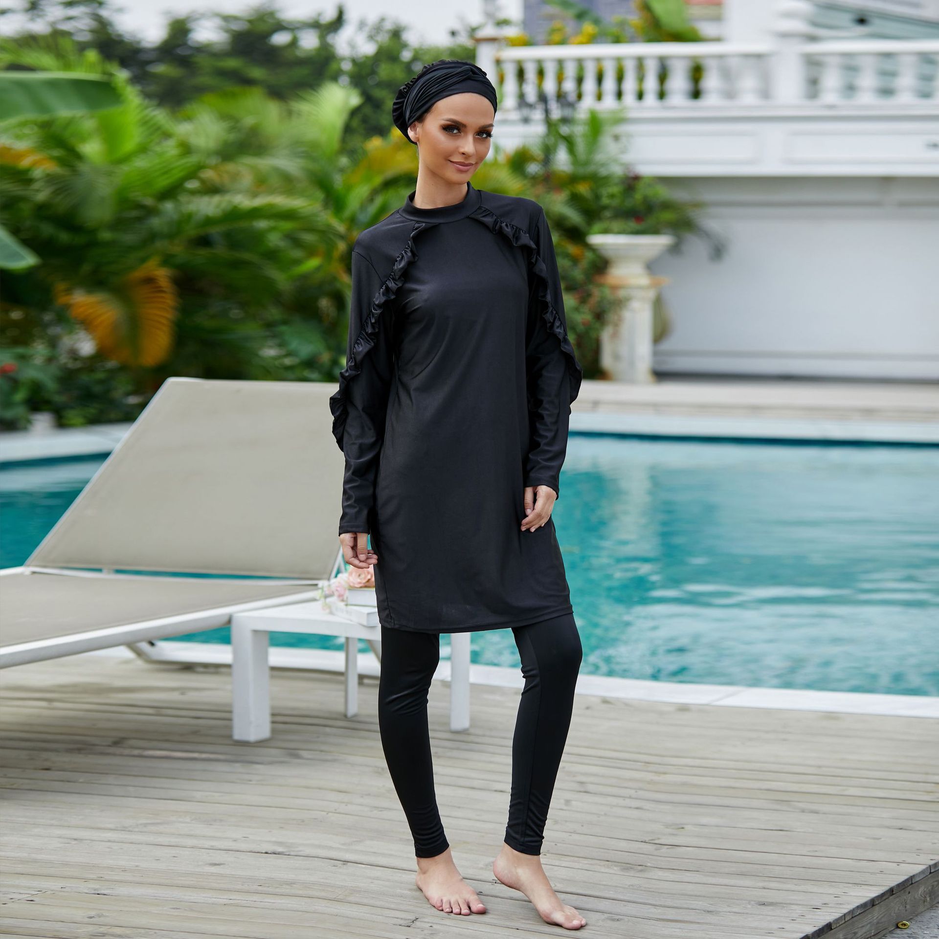 Burkini, langer muslimischer badeanzug für frauen, 3 -teilig, abaya, dubai, arabische damenbadeanzüge, türkei, maillots de bains, muslims ensemble  f2967