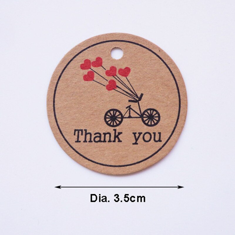 100 Pcs Thank You Handmade Thanks To Red Hearts Kraft Paper Tag Tag Card Tag