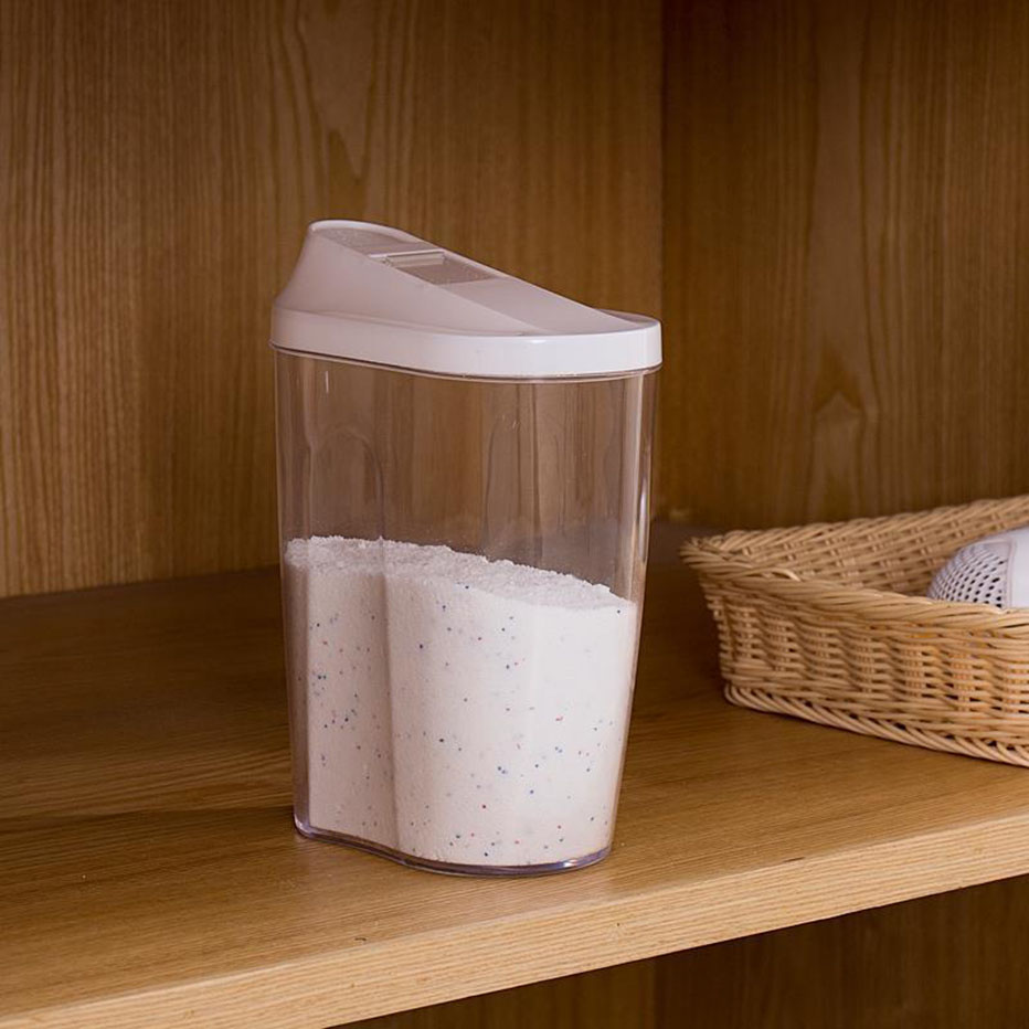 Pour Spout Laundry Powder Detergent Dispenser Plastic Clear Dry Food Storage Container Grain Rice Cereal Sugar Case