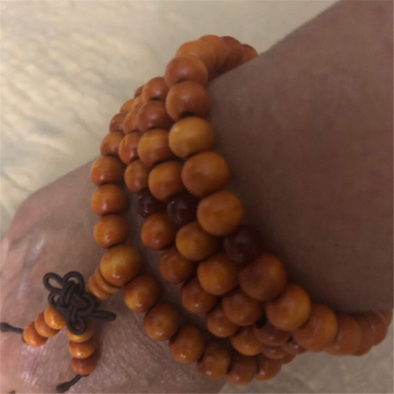Wwlb prijs natuurlijke sandelhout mannen om lotus sieraden gebed pulsera hombre houten kralen rozenkrans armband voor vrouwen: Geel