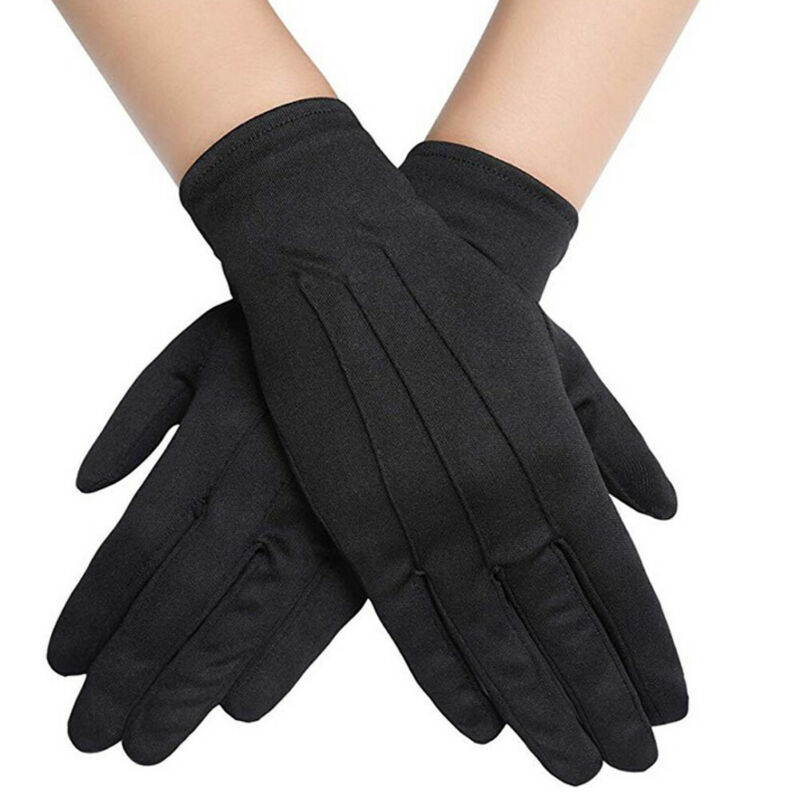 1 Paar Katoenen Handschoenen Khan Doek Handschoenen Check Rituelen Spelen Zwarte Handschoenen