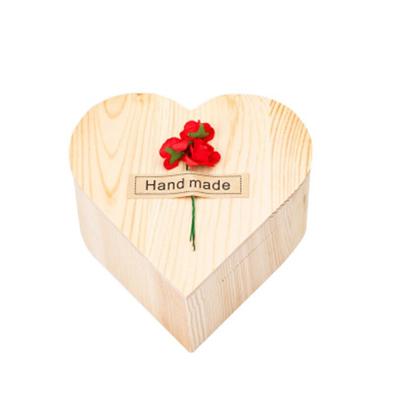Hjerteformet trækasse sæbe blomst smykkeskrin håndlavet udødelig blomst til valentinsdag xhc 88