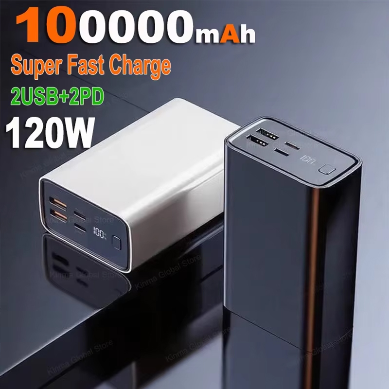 For Xiaomi 120W 100000mAh High Capacity Power Bank 2USB+2PD Fast Charging Powerbank Portable Battery Charger For iPhone Huawei