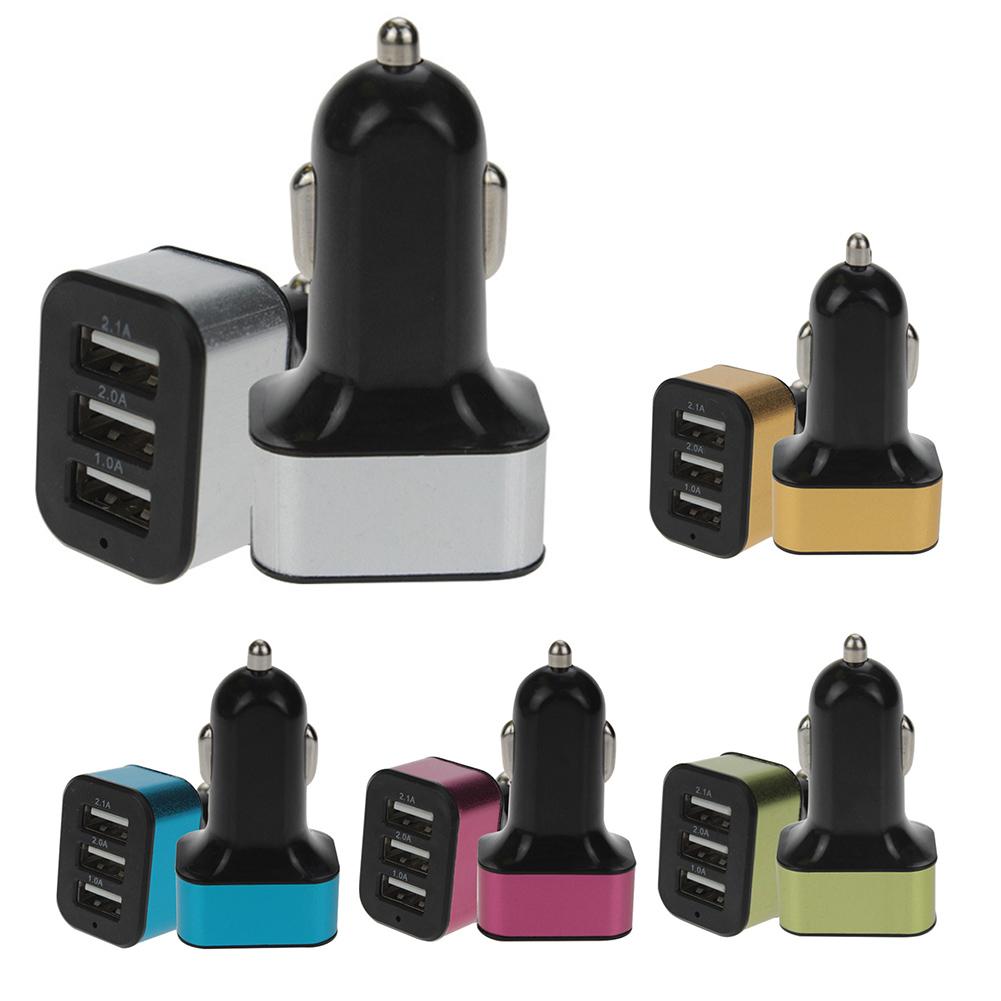 Cargador Universal para coche, 2,1a, 3 puertos de carga rápida para Iphone, Samsung, Huawei, Mini USB, accesorios de carga automática para coche
