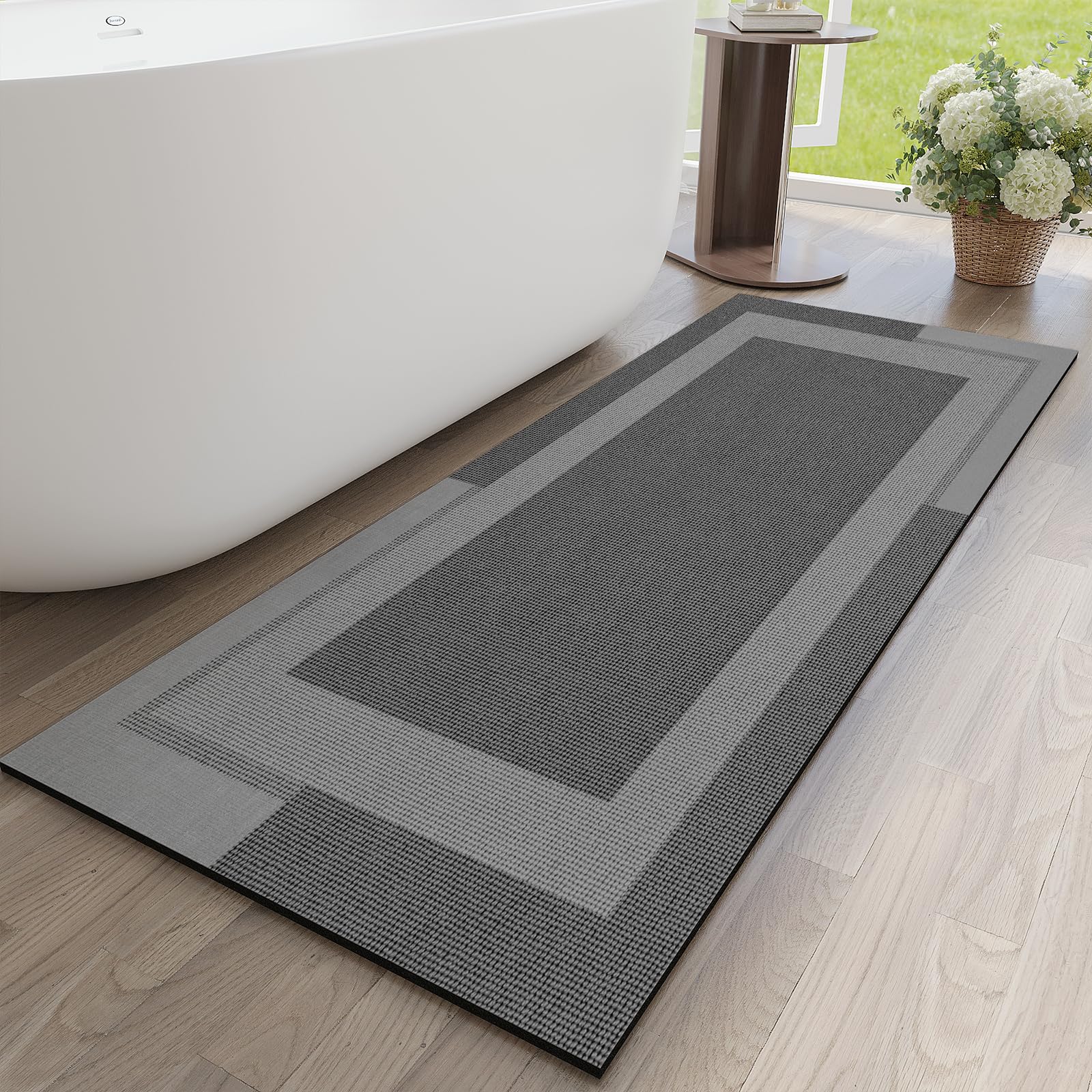 VIKAMA-alfombras antideslizantes para baño, alfombra con respaldo de goma súper absorbente de secado rápido, alfombra de baño de tierra de diatomeas, decoración del hogar: Rosa / 400 mm x 600 mm