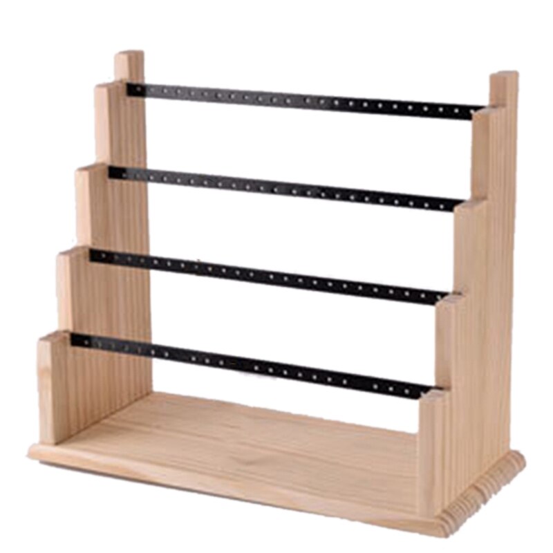 Sieraden display tray hanger oorbellen ringen display blokken massief houten sieraden display houder: Zwarte vierlaags