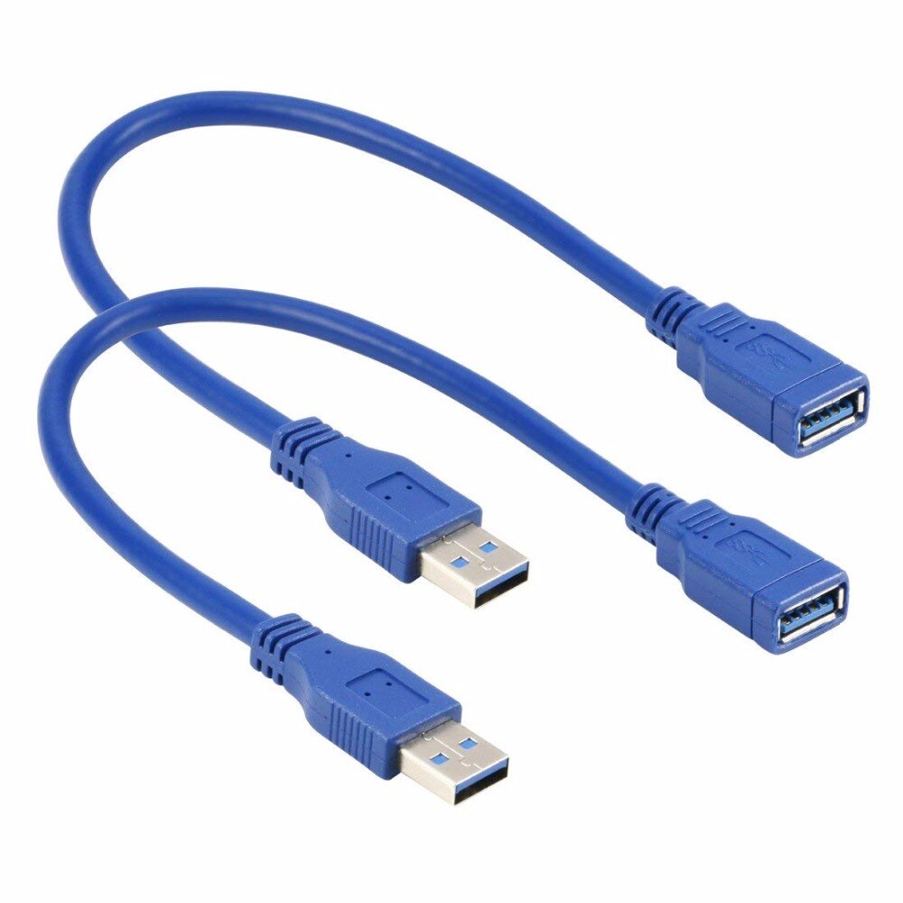 2 stks/partij Korte USB 3.0 Extension Cable Type A Man-vrouw Blauw 50 cm