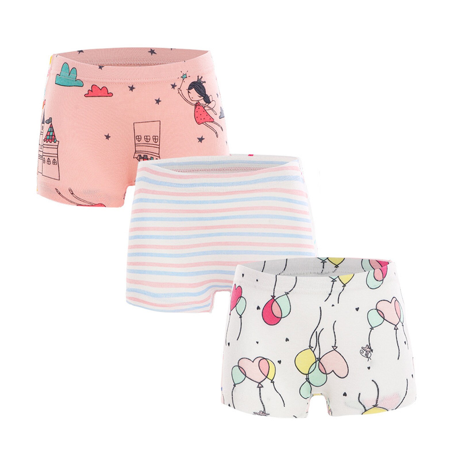 3pcs Girls Cartoon Boxes Chidren Cotton Underwear Rainbow Printing Panties Kids Short Panties Girl Underpants Size 2T-10T