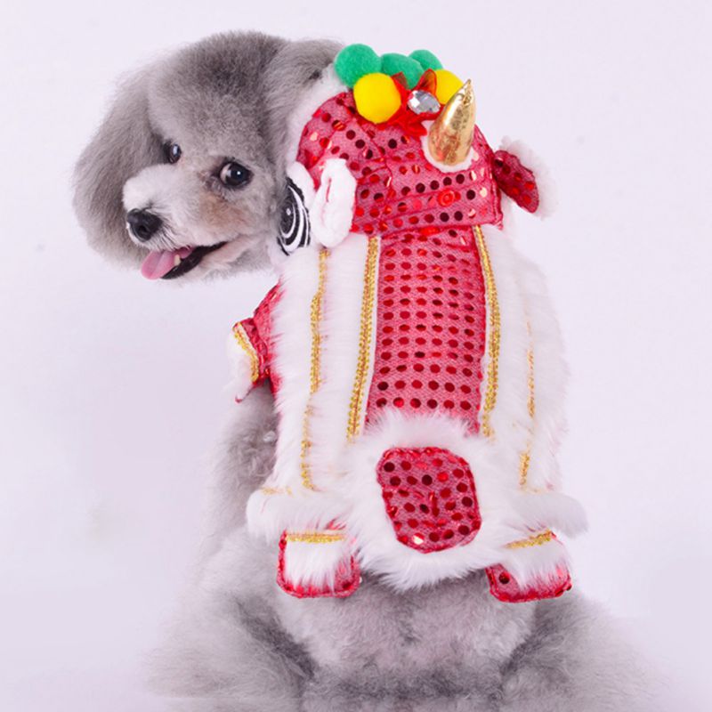 Hond Kleding Jaar Chinese Leeuwendans Kostuum Jas Voor Teddy Kostuum Kleine Hond Lente Festival Tang Pak Kleding