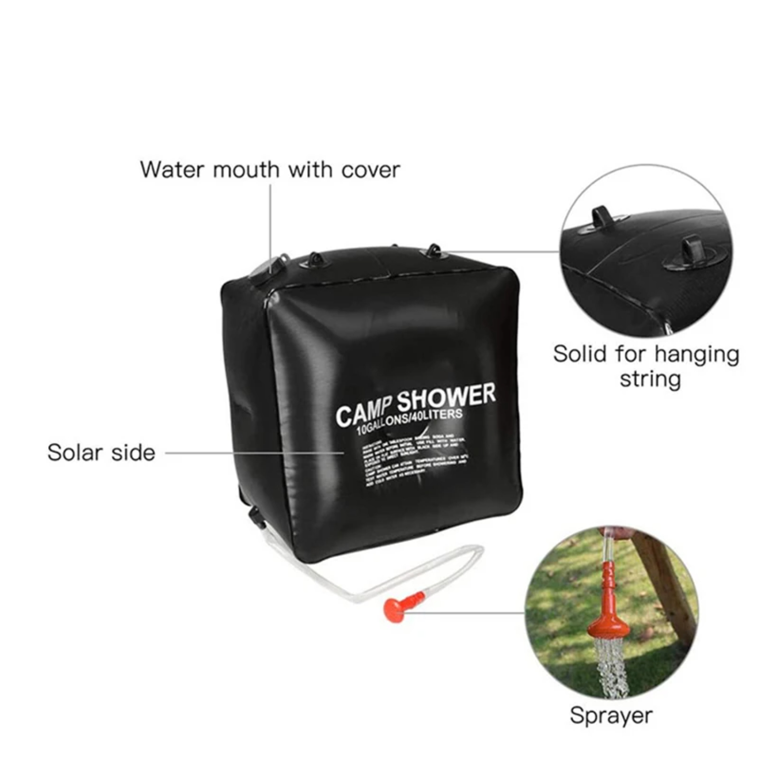 Waterzakken 40L Douche Zonne-energie Snelle verwarming Camping Douche Kamperen Vissen Wandelen Waterbaden Waterflessendrager