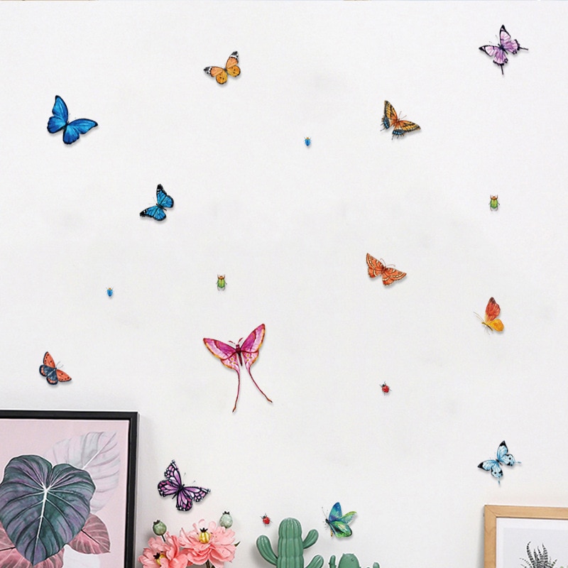 Lovley Butterfly Wall Stickers Suitcase Laptop Decoration Home Decor Art PVC Vinyl DIY Wallpaper Little
