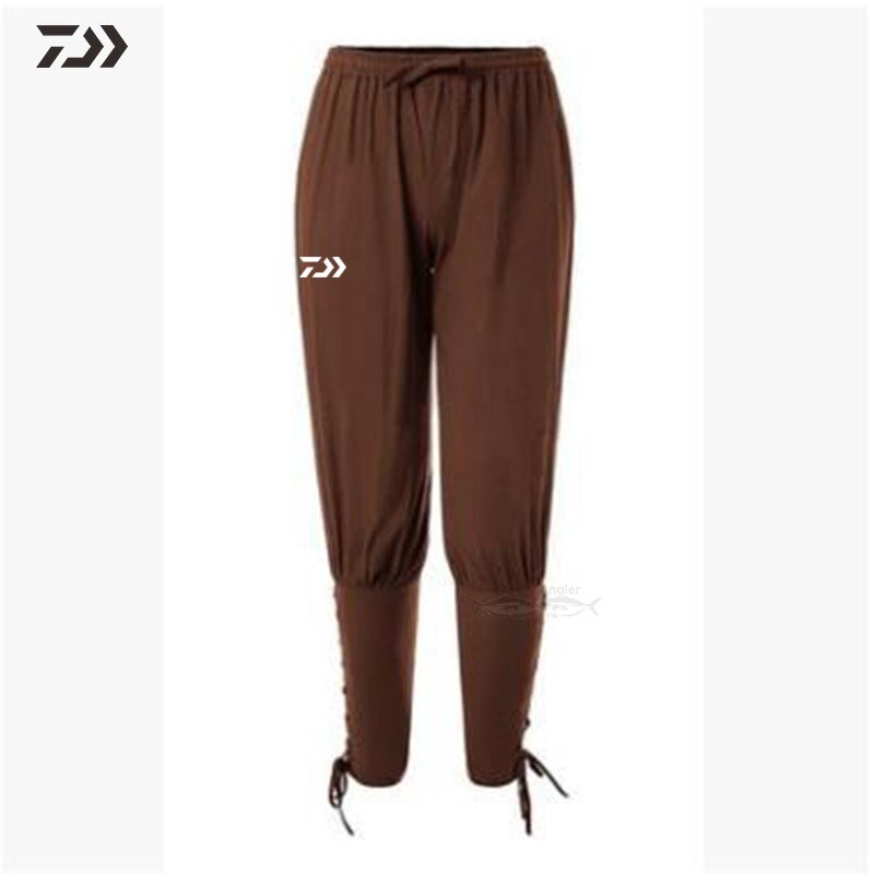 Spring Summer Daiwa Fishing Pants Solid Fishing Clothing Quick Dry Breathable Cotton Loose Trousers Men Outdoor Fishing: Brown / 3XL