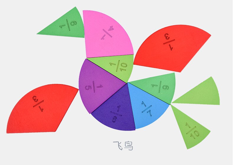 Wooden Fraction Learning Tray Color Teaching aids Educational Math Toy For Primary school student