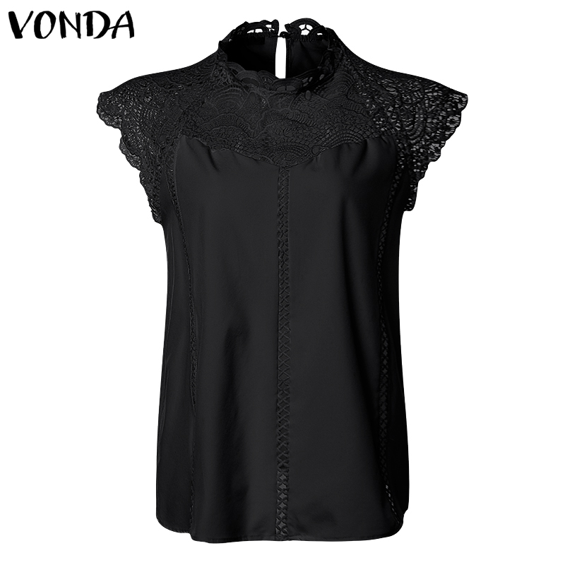 VONDA Maternity Blouses Sexy Sleeveless Summer Lace Shirt Office Ladies Hollow Party Pregnancy Tops White Blusas Tunics