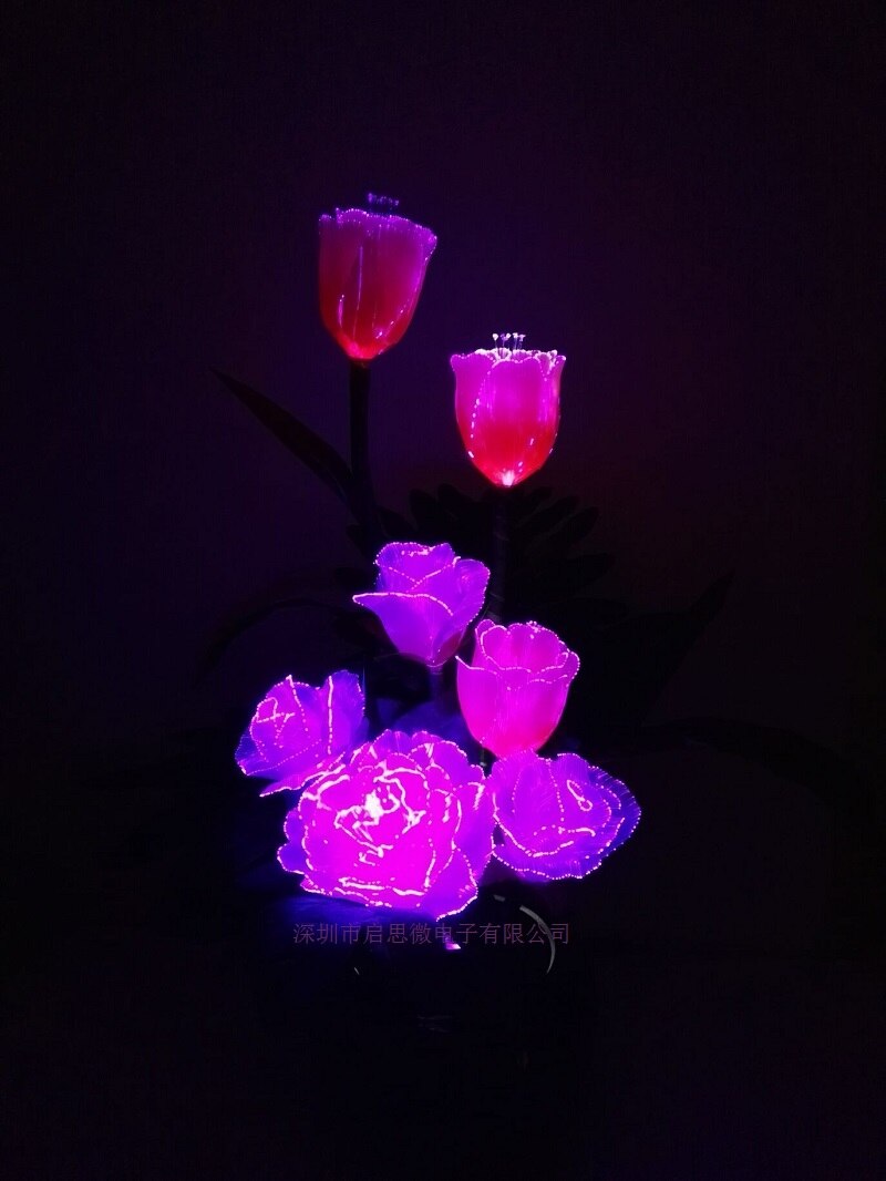 Led fiber optic verlichting Kunstbloemen Zijden bloemen Europese Fall Vivid Peony Rose Tulpen Nep Leaf Led lamp