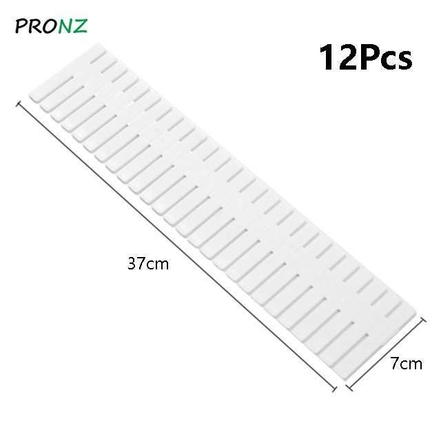 Drawer Organizer DIY Adjustable Storage Partition Board Plastic Drawer Divider Combination Partition Board Space-saving: 12Pcs--White