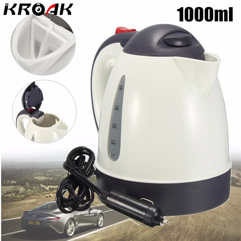 Calentador de agua portátil para coche, 1000ML, 12V/24V, para té y café, acero inoxidable 304, vehículo de gran capacidad