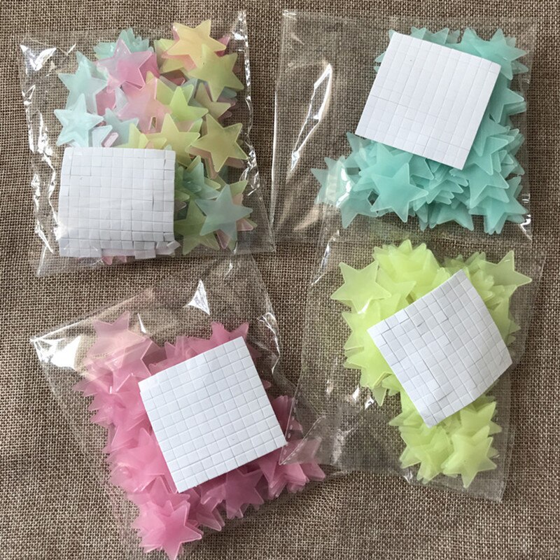 100pcs 3D Stars Glow In The Dark Wall Stickers Luminous Fluorescent Wall Stickers For Kids Baby Room Bedroom Ceiling Home Decor