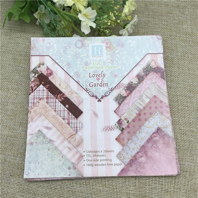 24 sheet 6"X6"Lovely the flower patterned paper Scrapbooking paper pack handmade craft paper craft Background pad