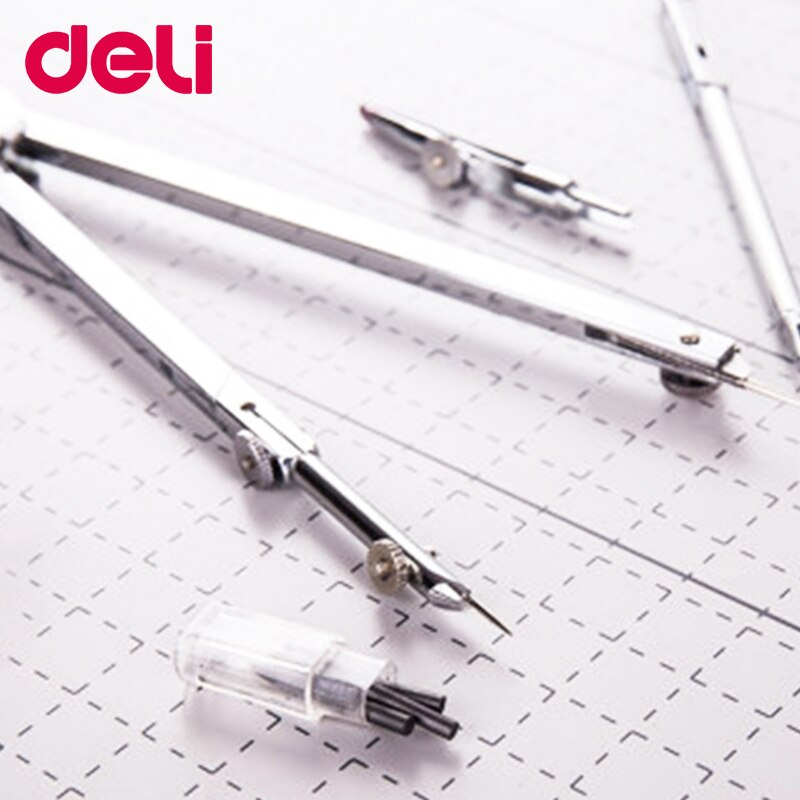 Deli Stainless Steel Multifunctional Drafting Drawing Compass/Lead Core Math Geometry Circles Tool Durable Supplies 8600/8601