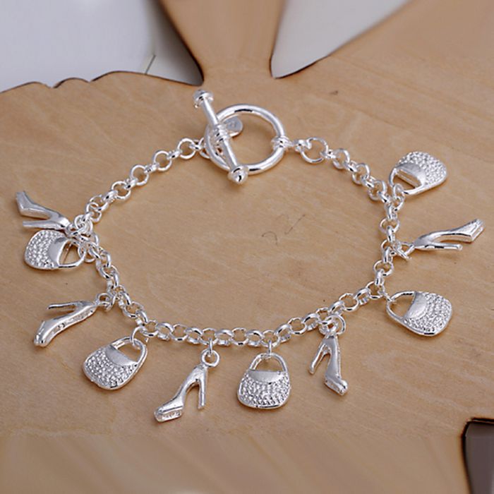 Bracelet silver plated Bracelet silver plated Jewelry Bracelet Hanging Shoe & Package Jewelry iuva LH108