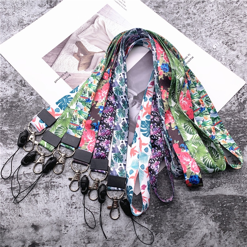 10Pcs/lot Phone Strap Lanyards for Key flower color Neck Strap For Lanyards Strap For Card Badge Gym Key Chain Lanyard Key