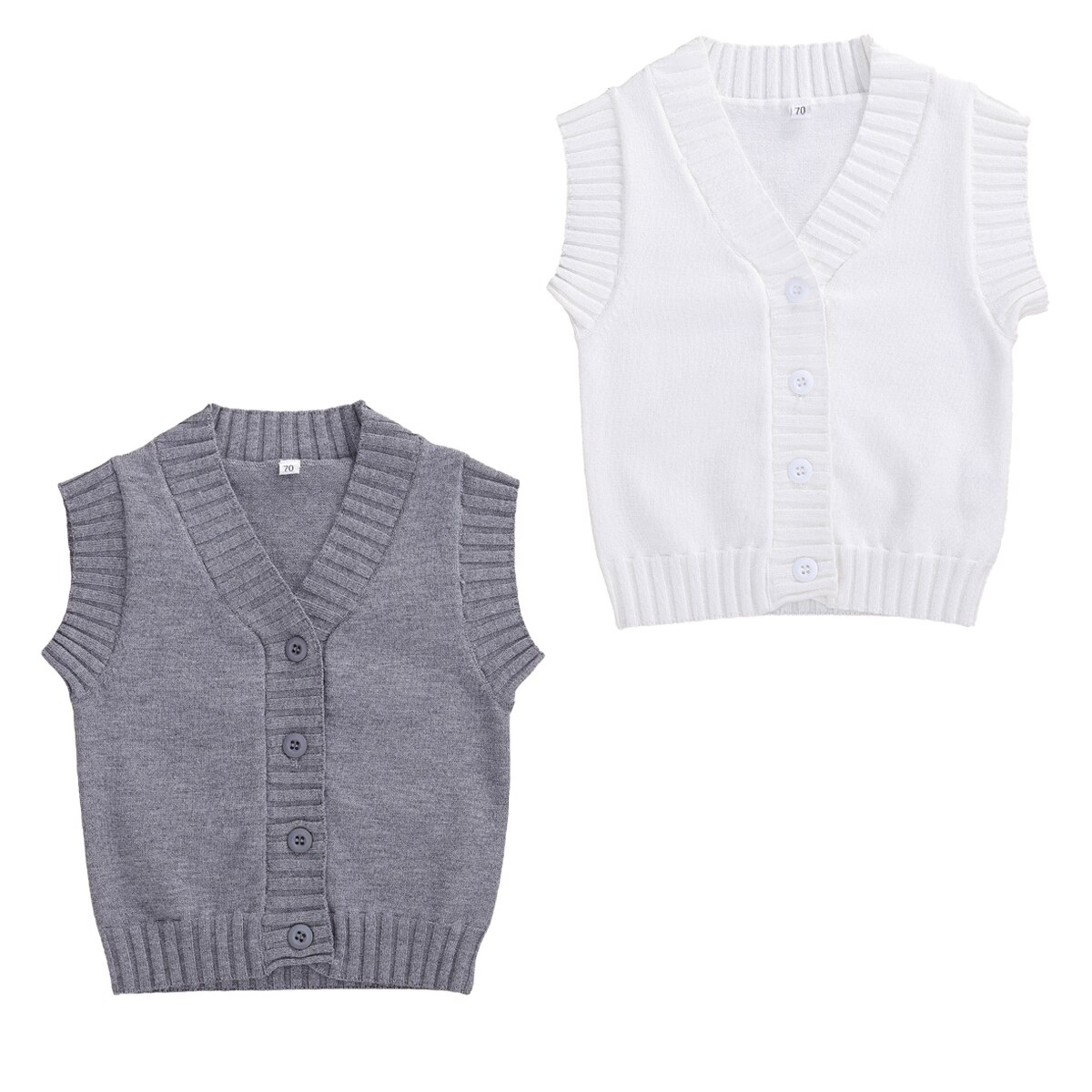 Fall Newborn Baby Boys Girls Clothes Toddler Sleeveless V-neck Vest Coat Children Warm Knitted Single-breasted Jacket 0-3T