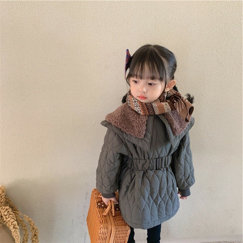 Girls Winter Clothes Padded Jacket Baby Korean Style Children's Personality Korean Thick Fur Collar Padded Parkas Jacket Outwear