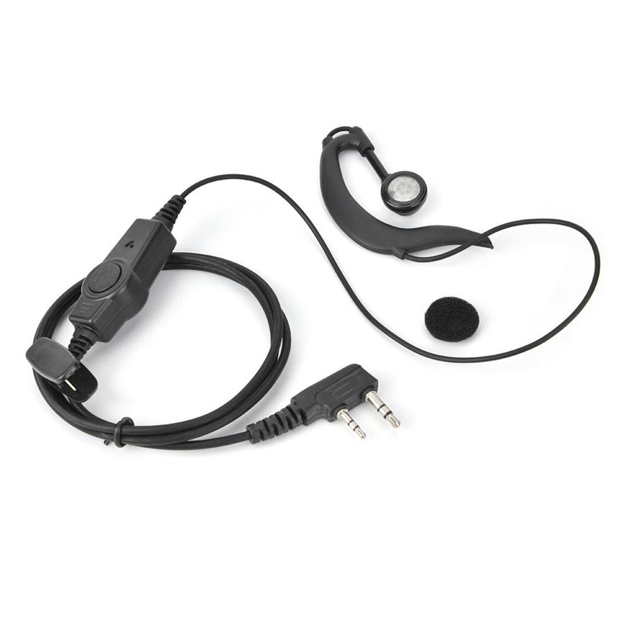 1 headset walkietalkie voor veiligheid, 2 pinnen met PTT-knop, 150 cm, compatibel met Kenwood twee-weg radio BAOFENG UV5R 888S RT24 RT27 HESENATE HT999