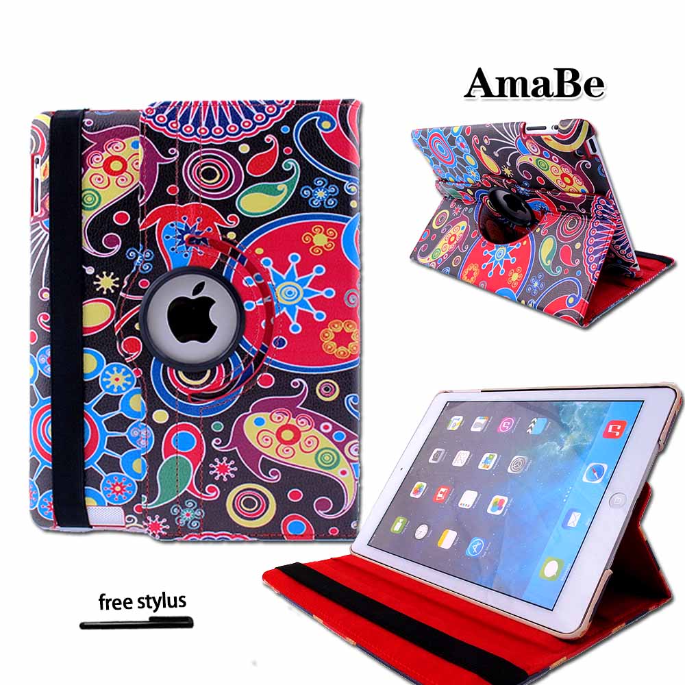 Carcasa Multicolor para Apple IPad 2/3/4 resistencia a la caída de 360 grados cuero abatible inteligente dormir Auto despierto cubierta: jelly fish