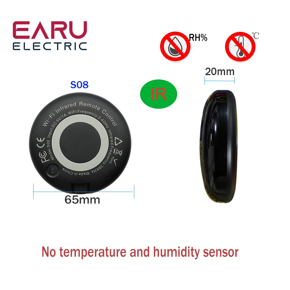 WiFi Tuya Smart Universal IR/RF Remote Controller for Air Conditioner TV with Temperature Humidity Sensor by Alexa Google Home: S08