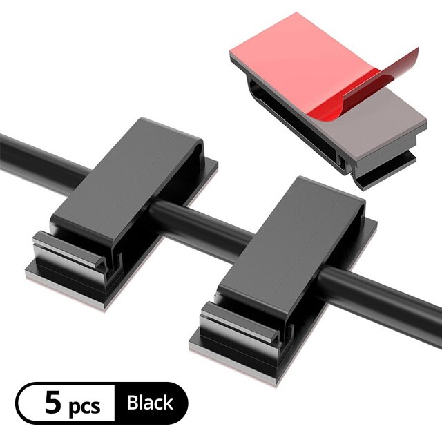Self Stick Wire Organizer Line Cable Clip Buckle Clips Clamp Table Wall Fixer Fastener Power Cable Holder Wall Cable Sticker: black rectangle