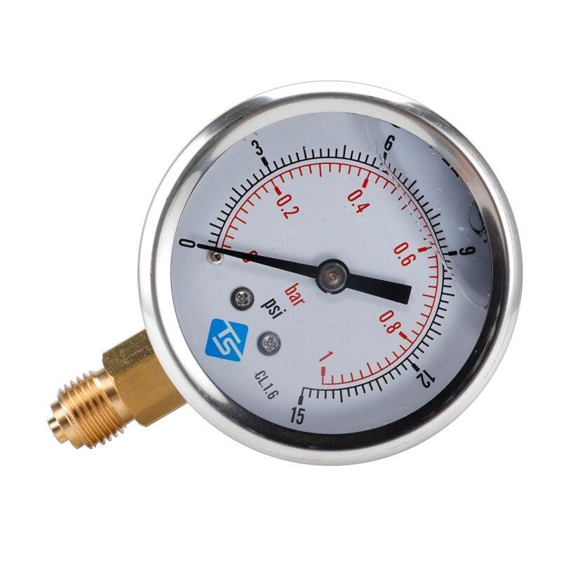 Ts Lage Druk Manometer 0-1Bar 0- 15PSI 1/4 Inch 68Mm Wijzerplaat Hydraulische Water Manometer Meten tool