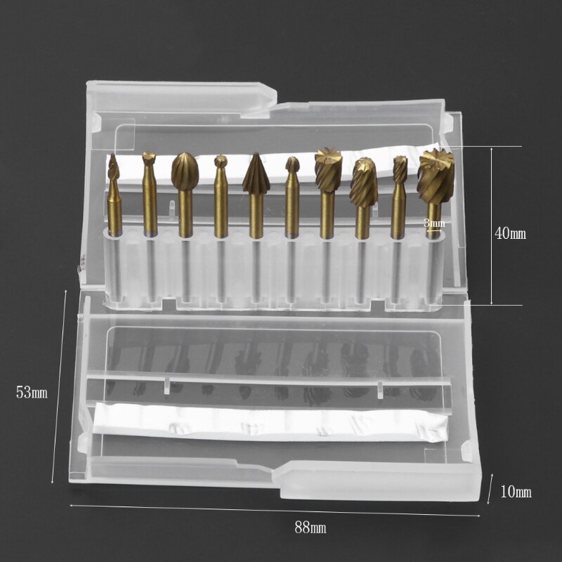 10pcs Rotary File Engraving Cutter Wood Tool Electric Grinding Polishing Head K9FA