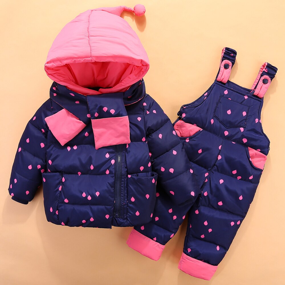 Winter Kinderen Eend Donsjack Voor Jongens Meisjes Kids Kleding Set Rompertjes + Jas Kleding Dikke Winter Kleding Voor 2-3-4 Jr: Dark blue / 3T