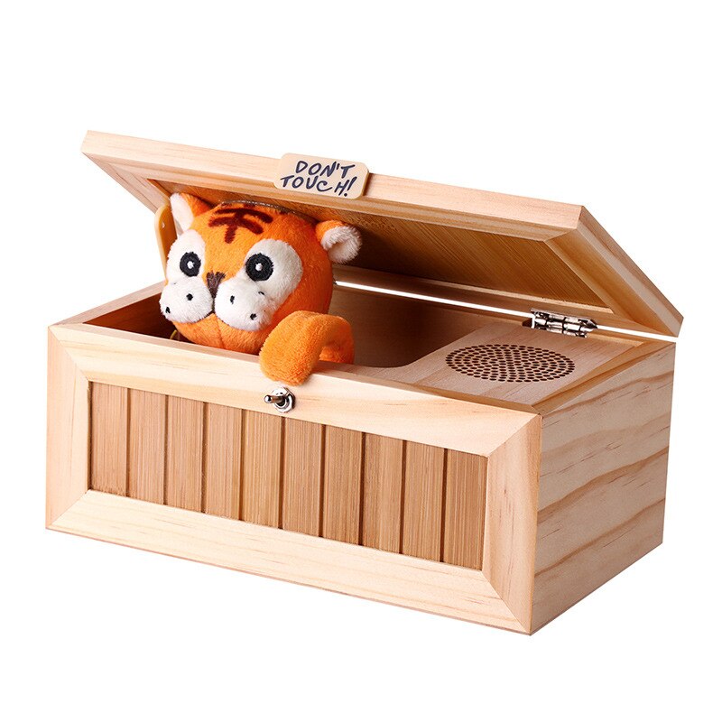 1Pc Houten Nutteloos Doos Laat Me Alleen Box Meest Nutteloos Machine Niet Touch Tijger Speelgoed Met Licht usb: 02