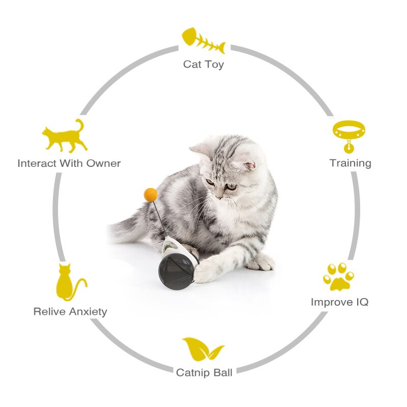 Smart Cat Toy With Wheels Automatic No Need Recharge Cat Toys Interactive Irregular Rotating Mode Funny Not Boring Cat Supplies