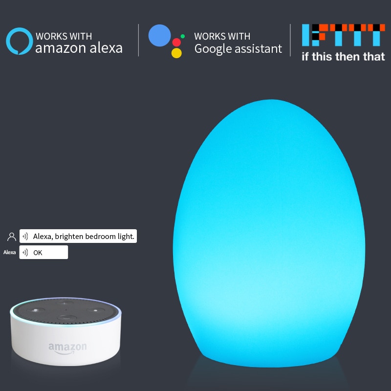 Ellipse Shape WiFi Smart Table Lamp Compatible For Google Home Alexa Voice Control Touch LED Ambient Night Light APP Controlled