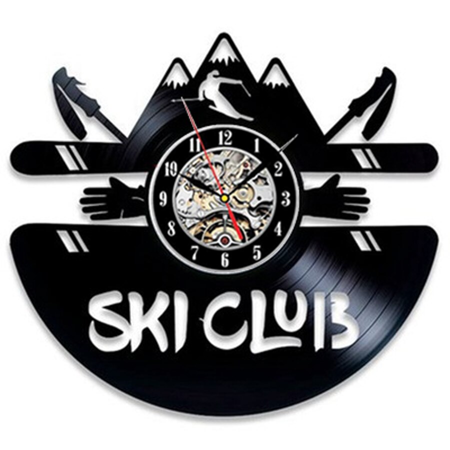 Sking-Reloj de pared con disco de vinilo, moderno, decoración 3D, Vintage, de vinilo, colgante para snowboard, decoración del hogar para Club de esquí: Style 3