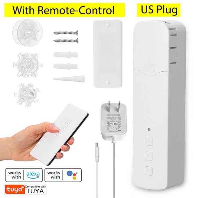 Motor inteligente WiFi para cortina de cuentas, Motor eléctrico inteligente para cortina, Control por voz mediante aplicación de teléfono móvil, Tuya: Type 2 US PLUG
