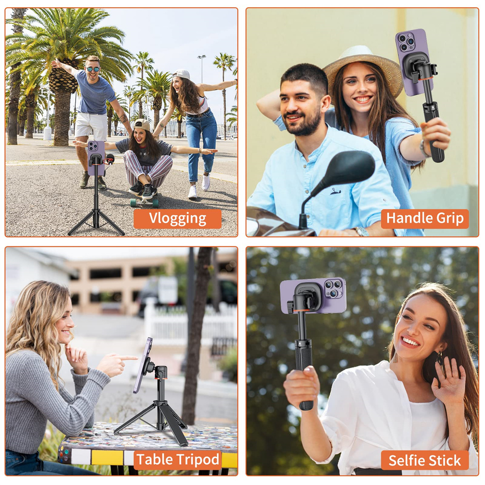 Trípode magnético extensible para Selfie Stick w 1/4 ", anillo de montaje para teléfono celular, soporte para Magsaf, iPhone 15, 14, 13, 12