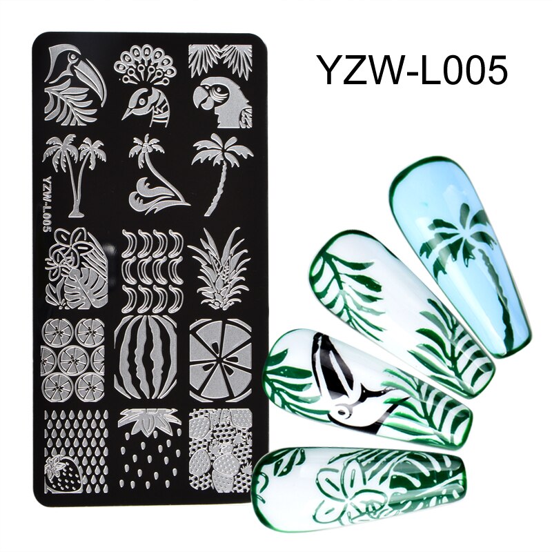 1 PC Spitze Blume Ebene Nagel Stanzen Platten Marmor Bild Stempel Vorlagen Geometrische Druck Schablone Werkzeuge: YZW-L005