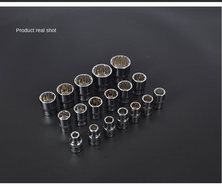 1/2" 12-point Socket Bit Ratchet Wrench 12pt Square Drive Mirror Socket 12 Angles Plum Blossom Sleeve Hand Tool Kit 8-32mm