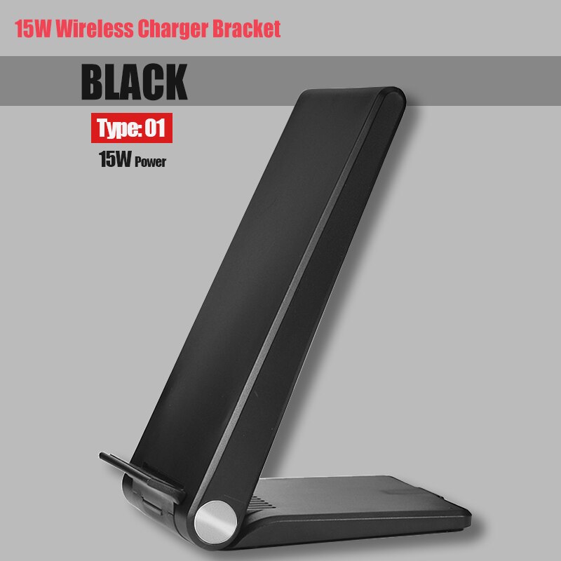 Qi Draadloze Oplader Stand 15W Snel Opladen Voor Huawei Mate 20 Pro Samsung Note 10 Draadloze Lading Pad Voor iphone 11 Pro X Xs Xr: Type 1 Black